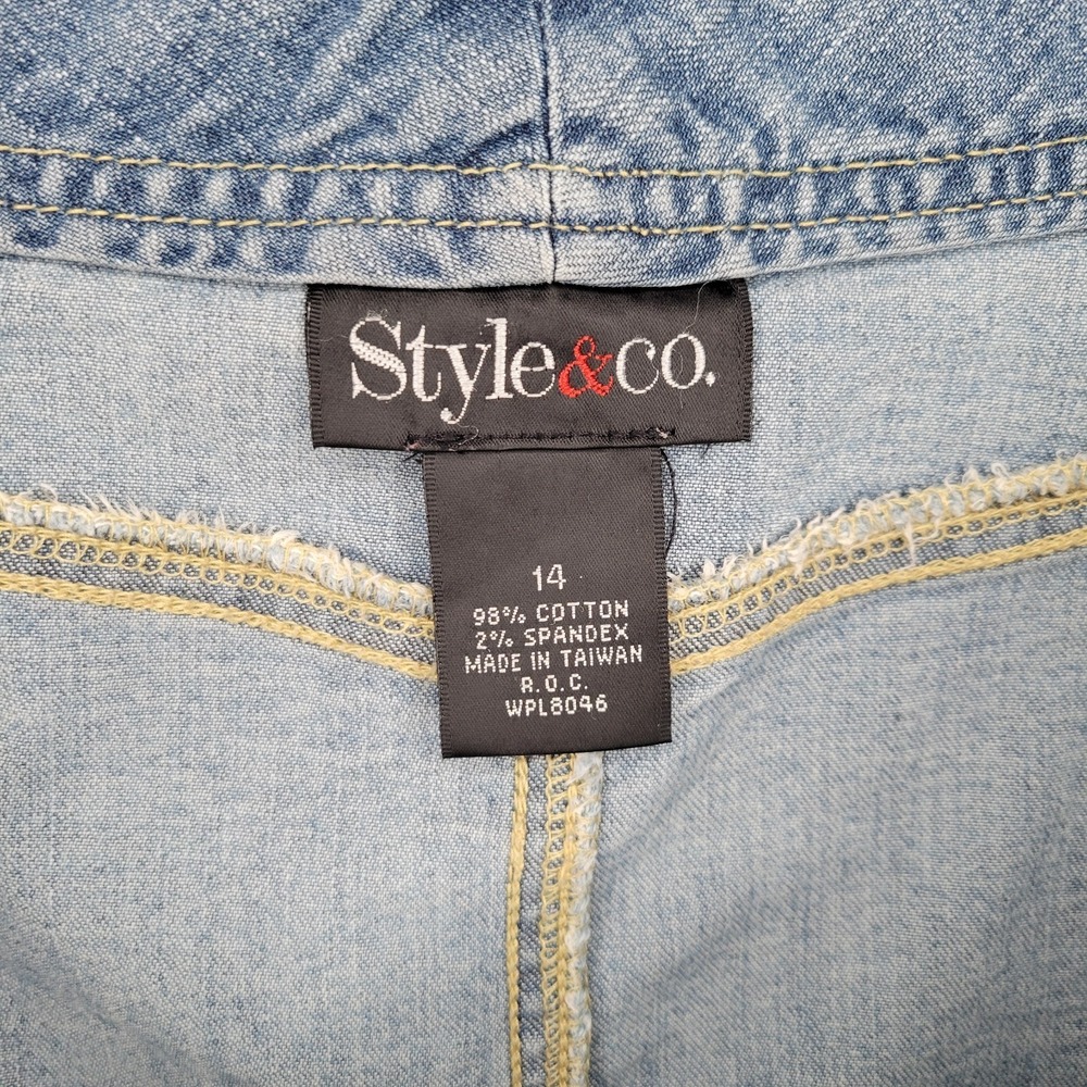 Style&Co Y2K A-Line Denim Skirt Women's Sz 14 Stretch Pockets‎ Grunge - Picture 6 of 8